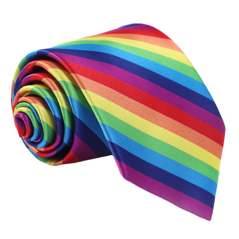 fortunatever Classical Men's Handmade Extra Long Necktie,Rainbow Tie With Gift Box - Image 1
